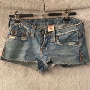 True Religion Jean Distressed Jean Shorts
